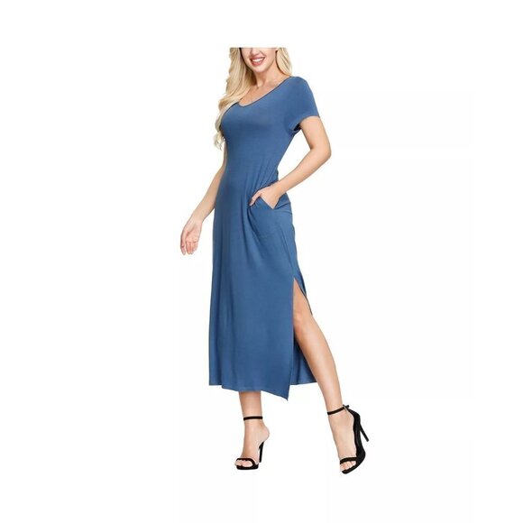 Ink + Ivy Womens Size Medium Jersey Knit Double V Neck Midi Dress Blue $48 - Picture 3 of 9